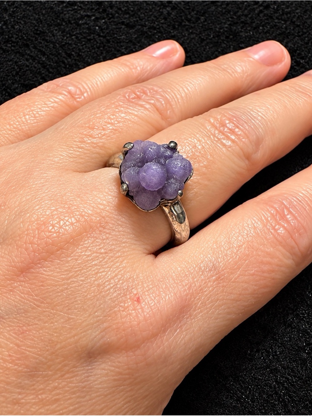Sterling Silver Purple Botryoidal Chalcedony Statement Ring